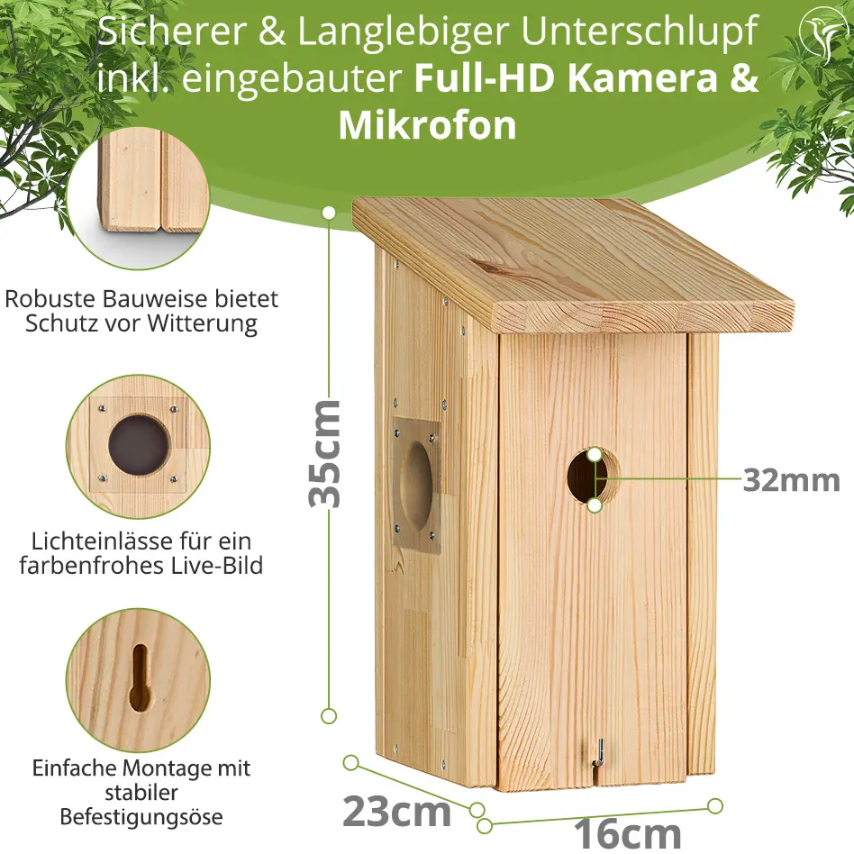 Nistkasten mit Kamera Nestblick Maße